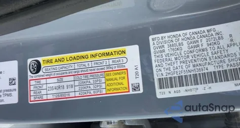 2022 Honda Civic Sport из США, поврежденный, VIN 2HGFE2F55NH536974